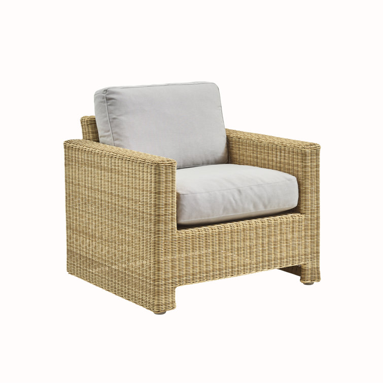 Natural Wicker Outdoor Lounge Chair with Sunbrella Cushions