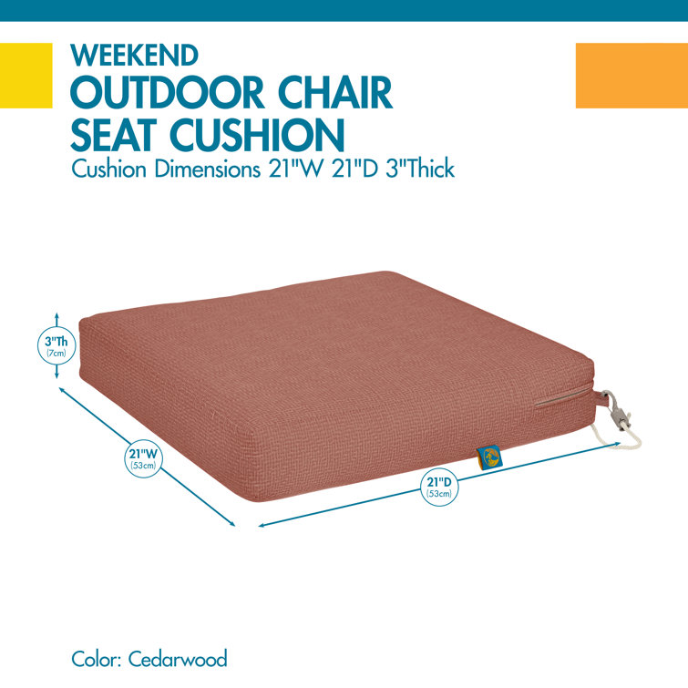 Cedarwood Water-Resistant 21" Outdoor Dining Chair Cushion