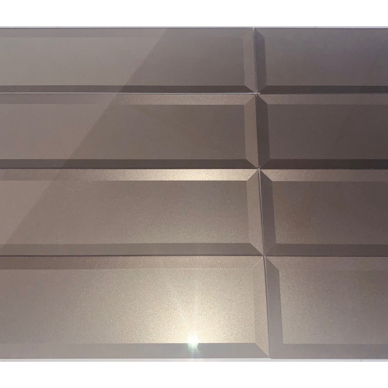 Bronze Beveled Glossy Glass 3x12 Subway Tile