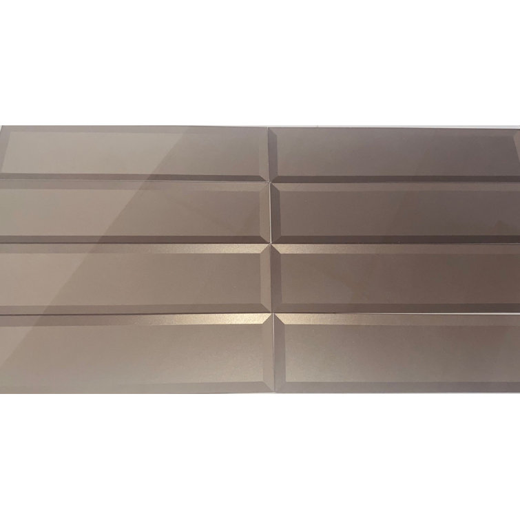 Bronze Beveled Glossy Glass 3x12 Subway Tile