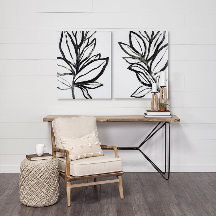 Coastal Comfort Off-White Leather & Ashwood Accent Chair