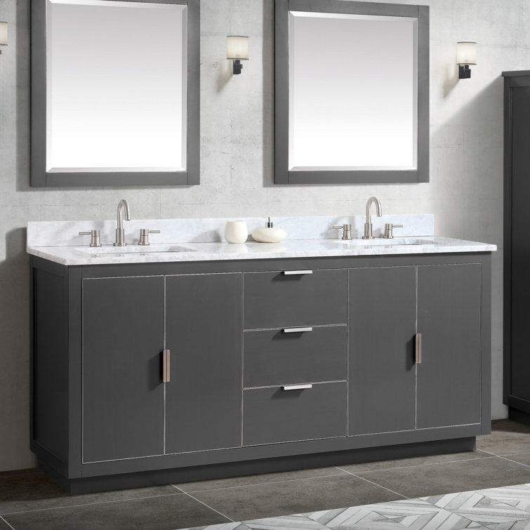 Austen 72" Twilight Gray Solid Wood Double Vanity Base