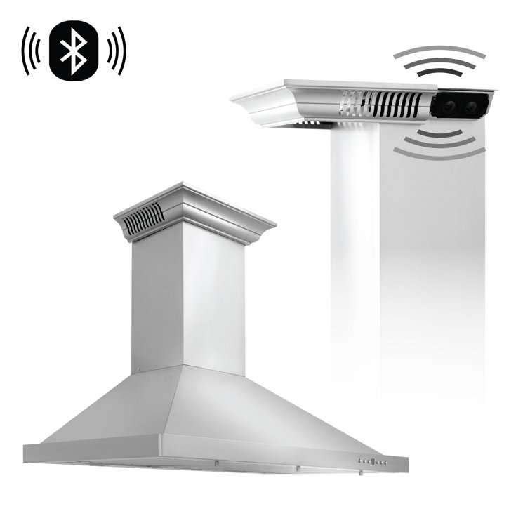 36-inch Stainless Steel Wall Mount Range Hood with Bluetooth Speakers