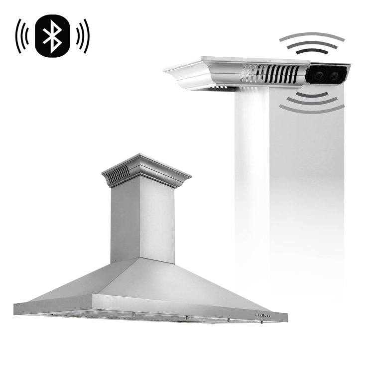36-inch Stainless Steel Wall Mount Range Hood with Bluetooth Speakers