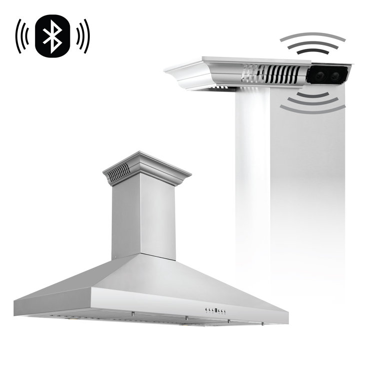 42-inch Stainless Steel Wall Mount Range Hood with Bluetooth Speakers