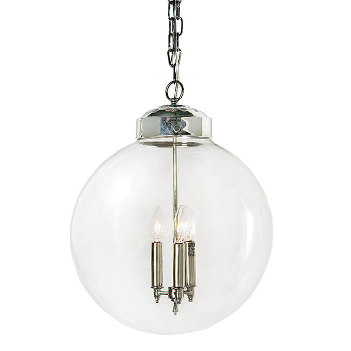 Regina Andrew Classic Globe 3-Light Pendant in Natural Brass with Clear Glass