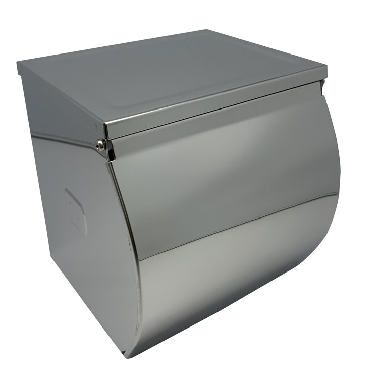Polished Stainless Steel Wall Mounted Toilet Paper Holder with Cover