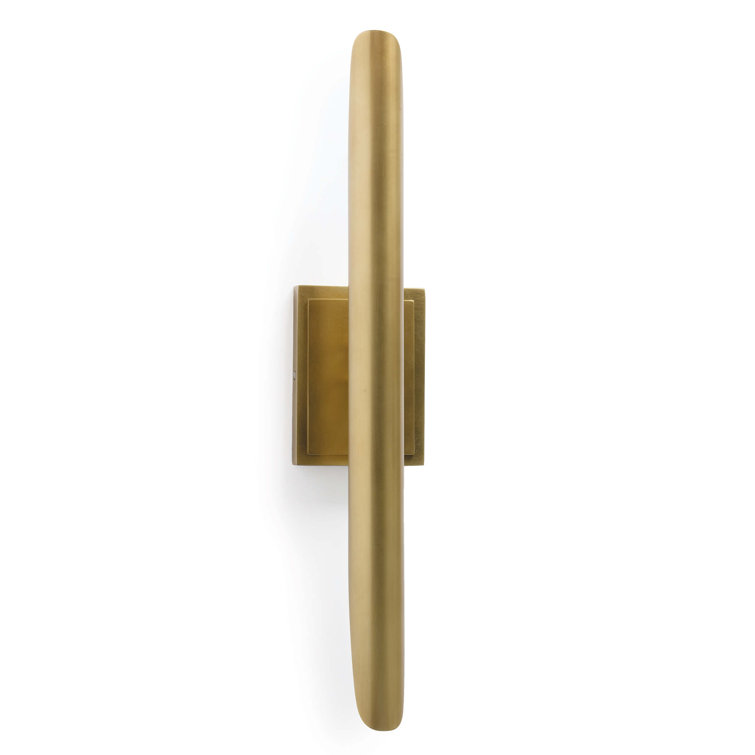 Mid-Century Modern Natural Brass Dual-Light Dimmable Sconce