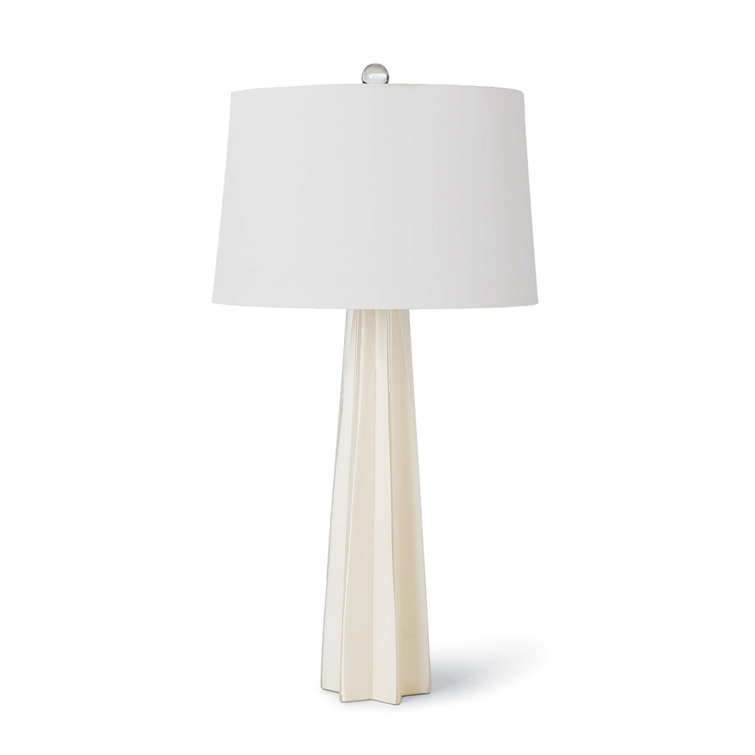 Elegant Star Silhouette White Glass Table Lamp with Linen Shade