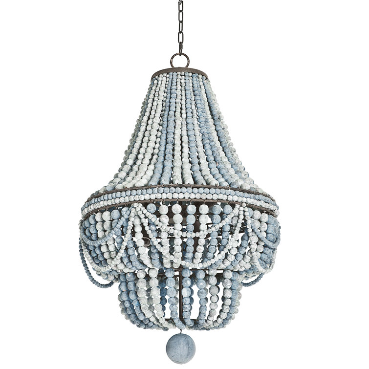 Malibu Mini Beaded Weathered Blue 6-Light Chandelier