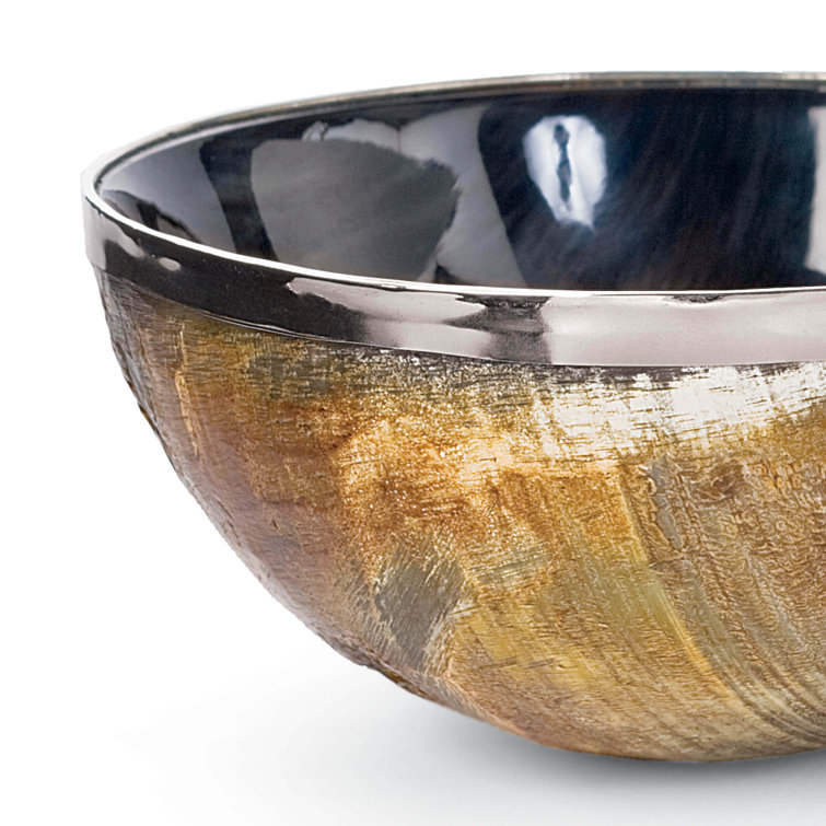 Polished Horn and Brass Decorative Bowl