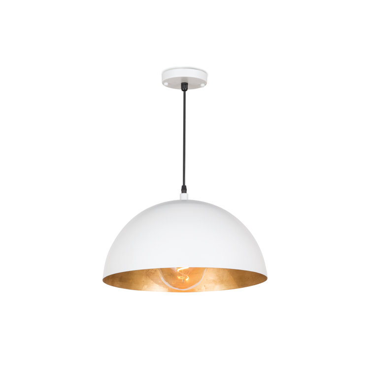 Large White and Gold Bowl Pendant Light