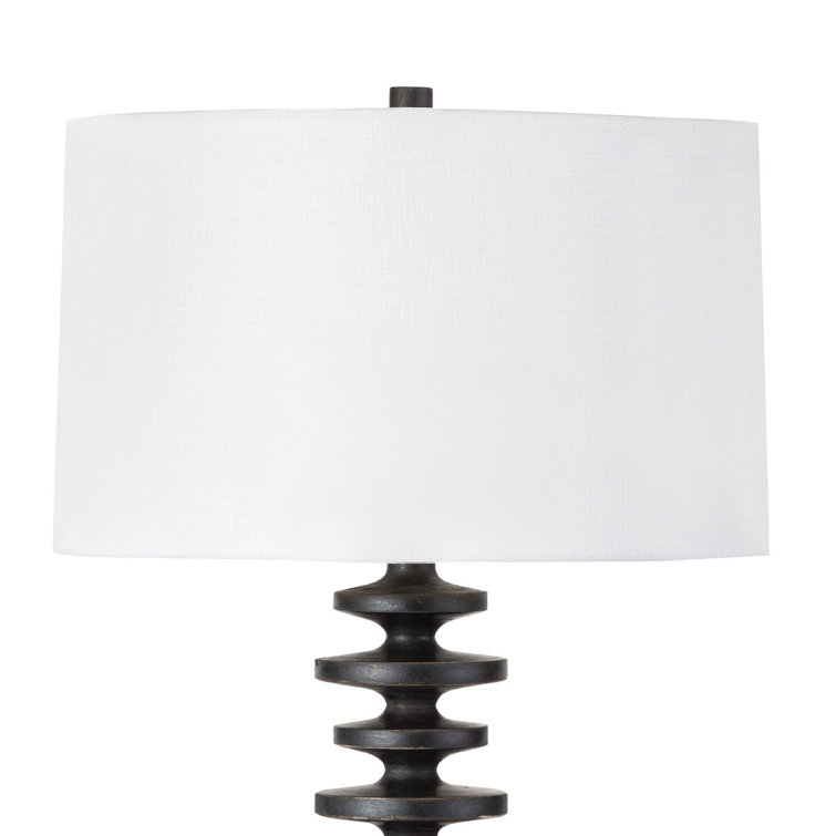 Ebony Birch Wood Table Lamp with Linen Shade