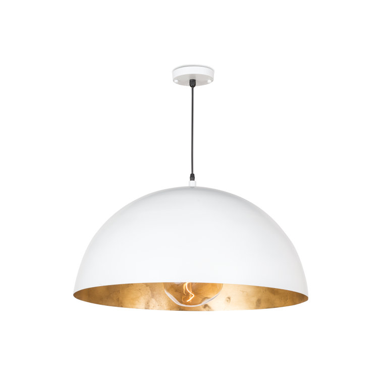 Large White and Gold Bowl Pendant Light