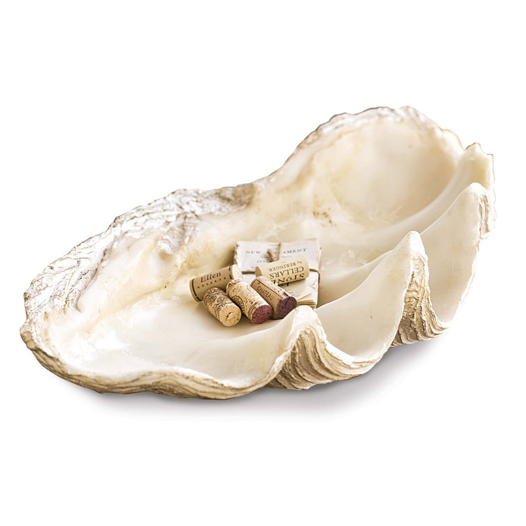 Imperial Oversized Faux Clamshell Figurine in Ivory, Grey, and Beige