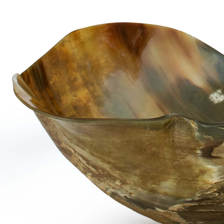 Sleek Contoured Black Horn Decorative Bowl