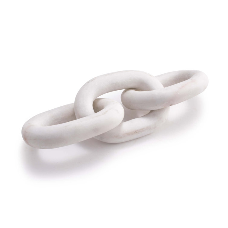 Atlas 13.5'' White Marble and Alabaster Geometric Chain Sculpture