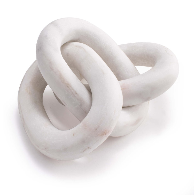 Atlas 13.5'' White Marble and Alabaster Geometric Chain Sculpture