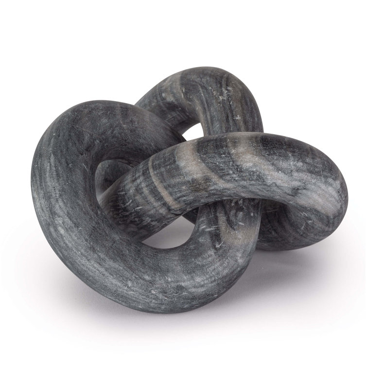 Cassius Black Hand-Carved Stone Abstract Tabletop Sculpture