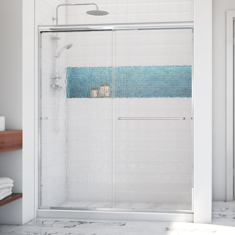 Leser 60" x 65" Polished Chrome Rain Glass Bypass Shower Door