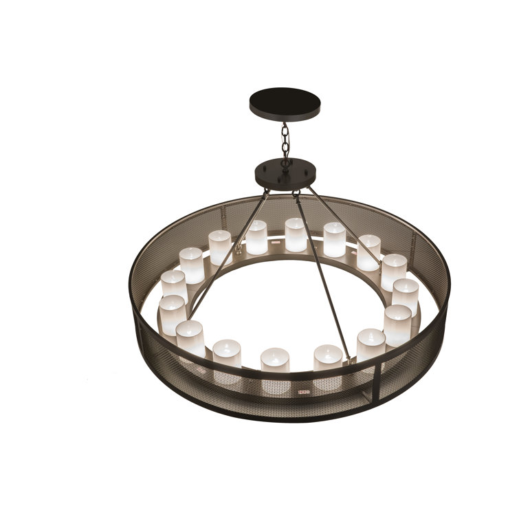 Timeless Bronze 16-Light Glass Shade Chandelier
