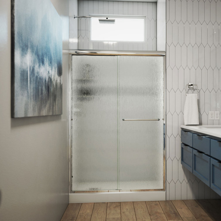 ESE 48" x 76" Polished Chrome Rain Glass Bypass Shower Door