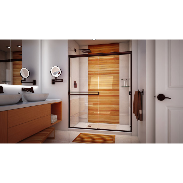 66" x 70" Oil Rubbed Bronze Clear Glass Bypass Shower Door