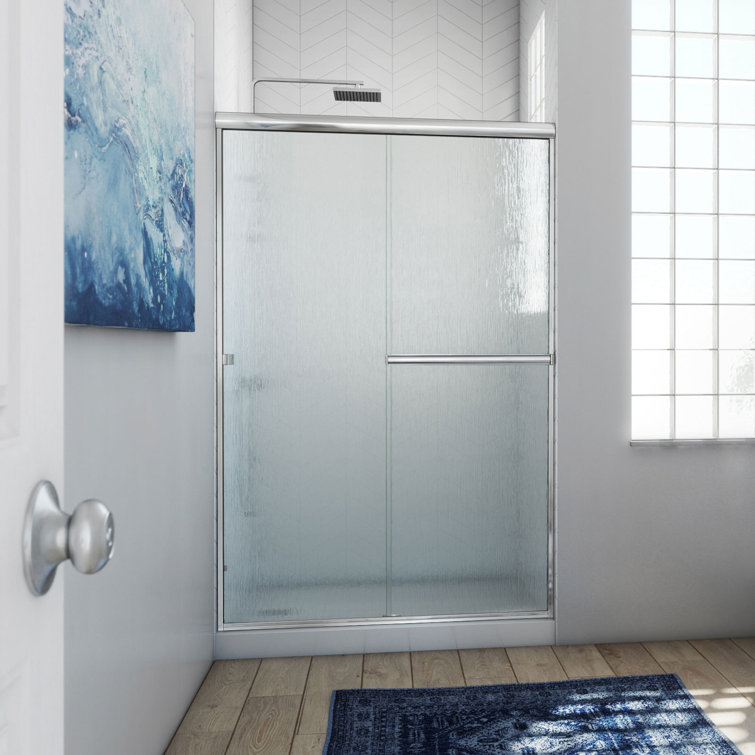 Polished Chrome Clear Glass Bypass Shower Door Enclosure