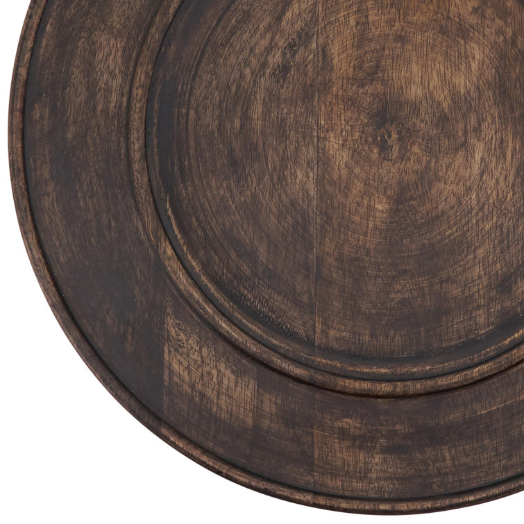 Dark Brown Round Bamboo Wood Charger Plates, Set of 4