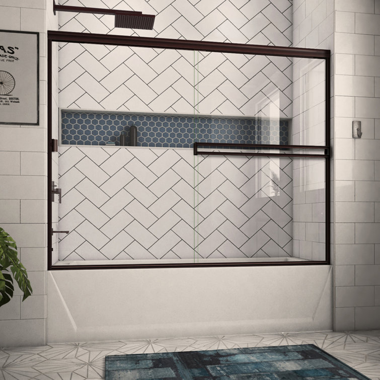 62" W x 57" H Bypass Semi-Frameless Tub Door
