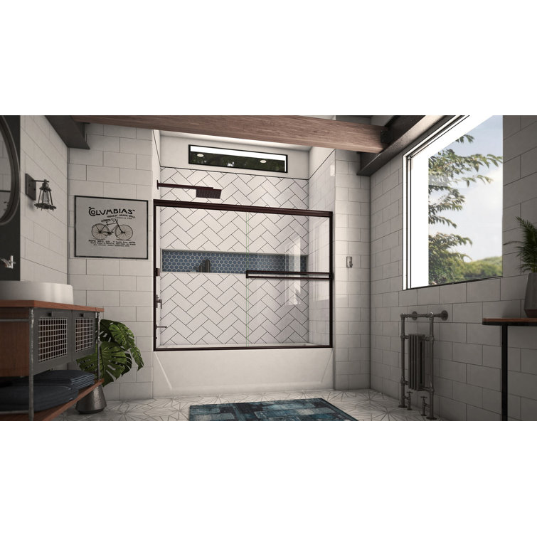 62" W x 57" H Bypass Semi-Frameless Tub Door