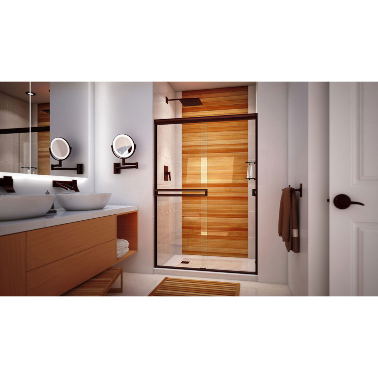48" x 70" Oil Rubbed Bronze Clear Glass Bypass Shower Door