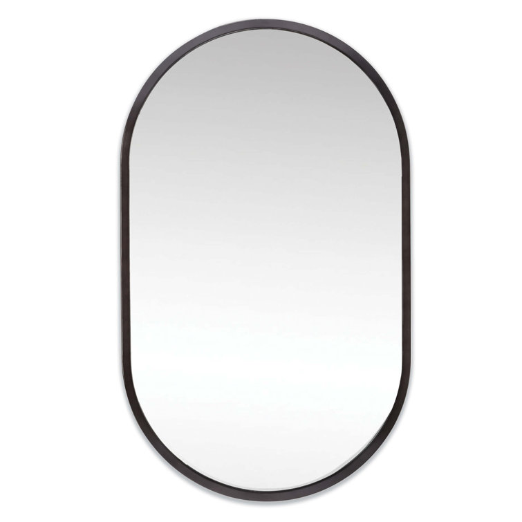 Elegant Oval Blackened Steel Wall Mirror 40"x24"