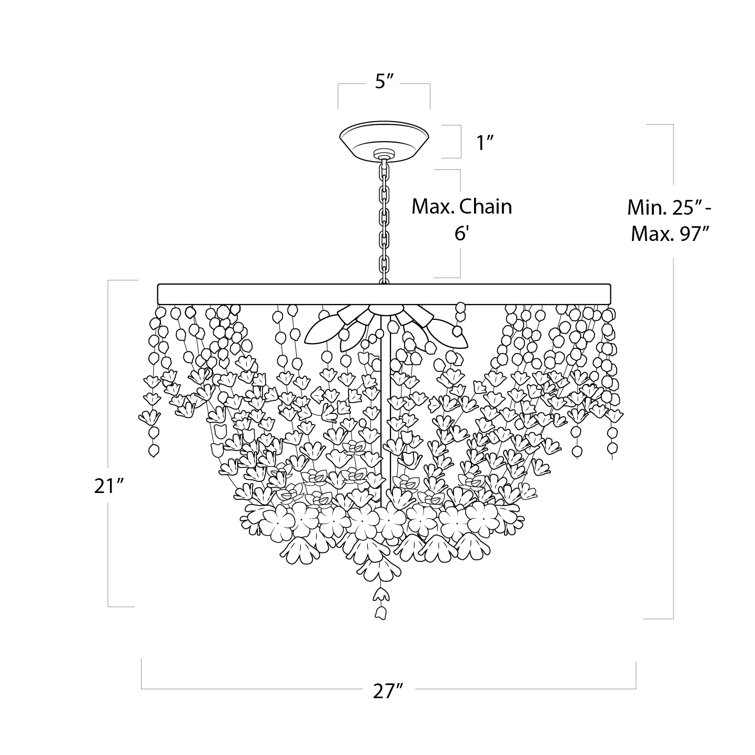 Vanessa White Floral 4-Light Resin Chandelier