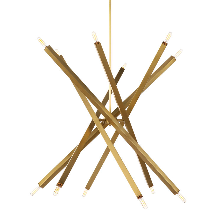 Elegant Sputnik 12-Light Chandelier in Natural Brass