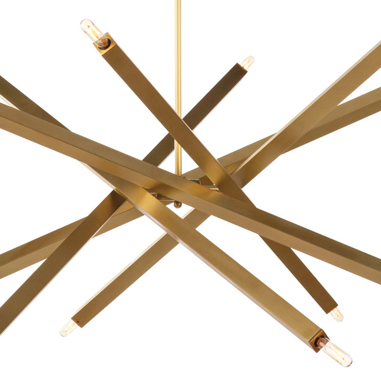 Elegant Sputnik 12-Light Chandelier in Natural Brass