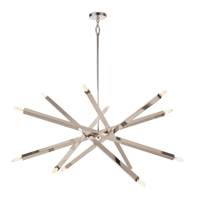 Polished Nickel 12-Light Sputnik Chandelier with Adjustable Arms