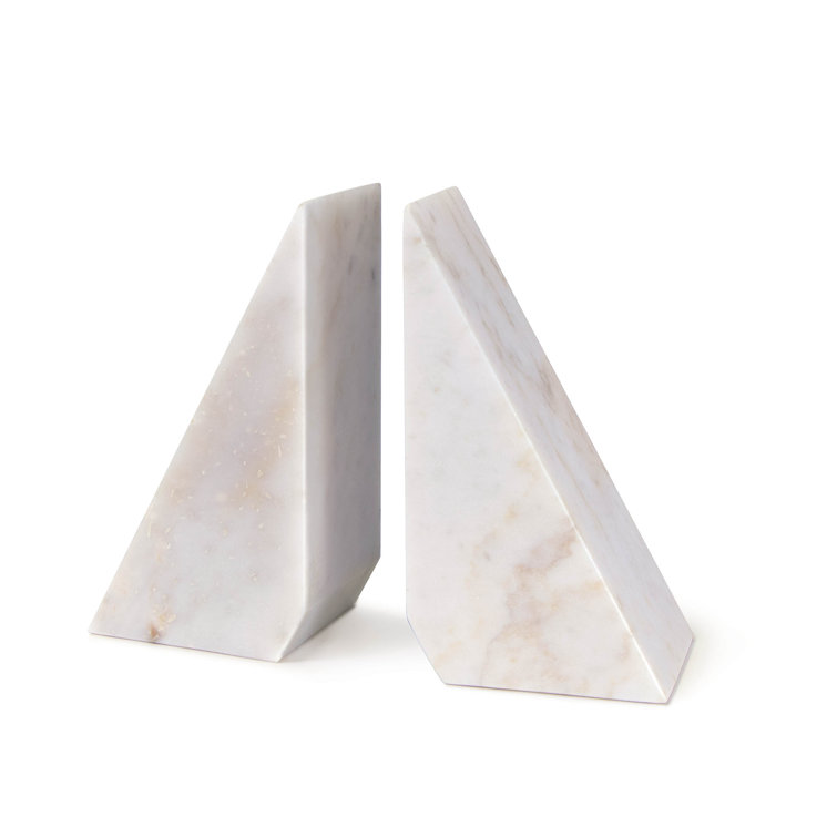 Othello White Marble Geometric Bookends