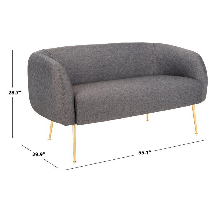 Modern Gray Stone and Gold 55" Stationary Loveseat