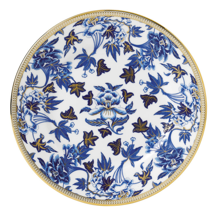Hibiscus Blue and Gold 5 Piece Porcelain Place Setting