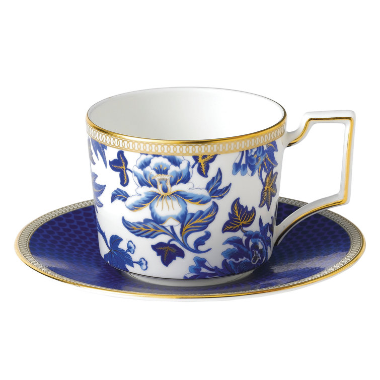 Hibiscus Blue and Gold 5 Piece Porcelain Place Setting