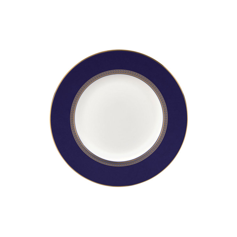 Navy and Gold Geometric Porcelain 5-Piece Place Setting
