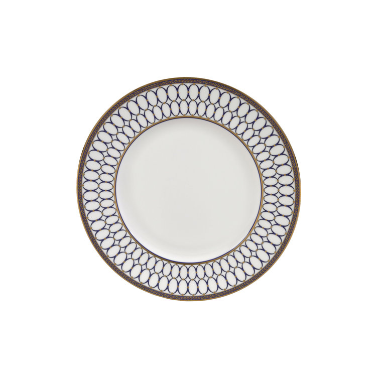Navy and Gold Geometric Porcelain 5-Piece Place Setting