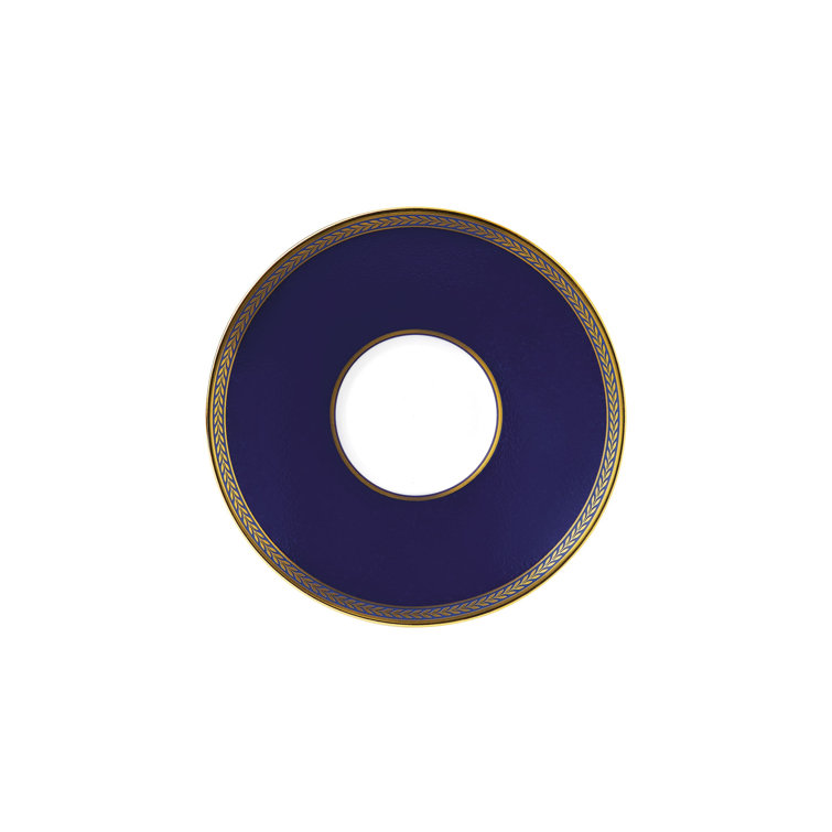 Navy and Gold Geometric Porcelain 5-Piece Place Setting