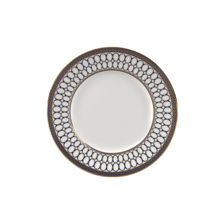 Navy and Gold Geometric Porcelain 5-Piece Place Setting