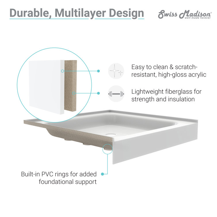 Voltaire 36" x 36" White Acrylic Neo-Angle Shower Base