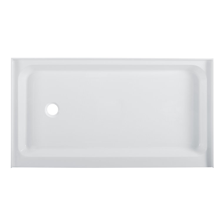 Voltaire 60" x 36" White Acrylic Single-Threshold Shower Base