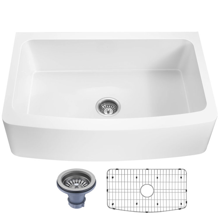 Prisma 36'' Matte White Farmhouse Stone Kitchen Sink
