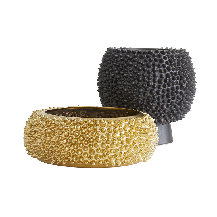 Matte Black Textured Ceramic Table Vase