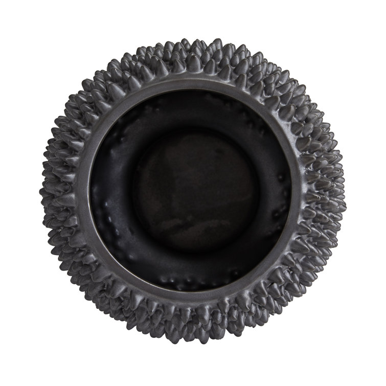Matte Black Textured Ceramic Table Vase